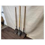 Set of 3 Square Point Shovels and 3 Round Point Shovels with Wooden Handles