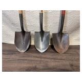 Set of 3 Square Point Shovels and 3 Round Point Shovels with Wooden Handles