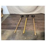 Set of 3 Long Handle Digging Shovels with Wood Handles