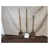 Set of 3 Heavy Duty Shovels with Wooden Handles