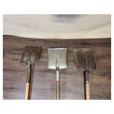 Set of 3 Heavy Duty Shovels with Wooden Handles