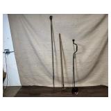 Set of 3 Vintage Metal Farm Tools with Handles
