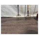 Set of 3 Vintage Metal Farm Tools with Handles