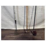 Set of 3 Vintage Metal Farm Tools with Handles