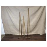 Set of 4 Vintage Garden Hoes and Weeder Tools with Wooden Handles