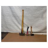 Lot of 3 Used Hand Axes and Hatchets with Wood Handles