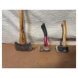 Lot of 3 Used Hand Axes and Hatchets with Wood Handles