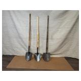 Set of 3 Garden Shovels with Wood Handles