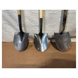 Set of 3 Garden Shovels with Wood Handles