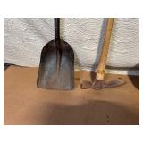 Set of 2 Vintage Shovels and 1 Pick Mattock Hand Tools