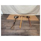 Set of 2 Vintage Shovels and 1 Pick Mattock Hand Tools
