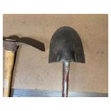 Set of 2 Vintage Shovels and 1 Pick Mattock Hand Tools