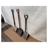 Set of 3 Vintage Square Blade Garden Shovels with Wooden Handles