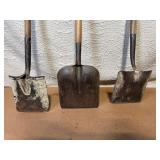 Set of 3 Vintage Square Blade Garden Shovels with Wooden Handles