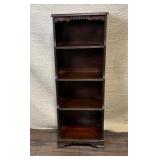 Antique Four-Shelf Wooden Bookcase with Scalloped Trim