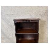 Antique Four-Shelf Wooden Bookcase with Scalloped Trim