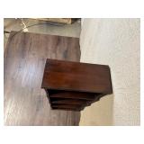 Antique Four-Shelf Wooden Bookcase with Scalloped Trim