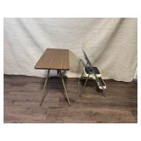 Vintage Folding Card Table and Step Stool Set