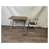 Vintage Folding Card Table and Step Stool Set
