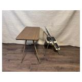 Vintage Folding Card Table and Step Stool Set