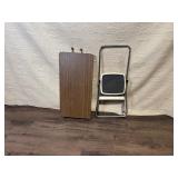 Vintage Folding Card Table and Step Stool Set