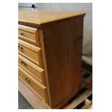 Oak Wood 9-Drawer Dresser with Decorative Mirror