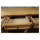 Oak Wood 9-Drawer Dresser with Decorative Mirror
