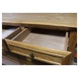 Oak Wood 9-Drawer Dresser with Decorative Mirror