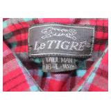 Le Tigre Red Plaid Long Sleeve Shirt Size L Tall Man