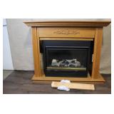 Majestic Gas Fireplace with Oak Wood Surround and Decorative Trim