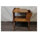 Vintage Wooden End Table with Magazine Rack
