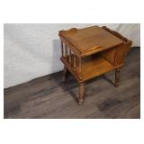Vintage Wooden End Table with Magazine Rack