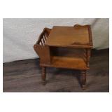 Vintage Wooden End Table with Magazine Rack
