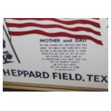 Framed "The Stars and Stripes Forever" Sheppard Field Tex. Patriotic Print