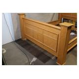 Oak Twin Bed Frame with Decorative Metal Accent