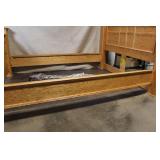 Oak Twin Bed Frame with Decorative Metal Accent