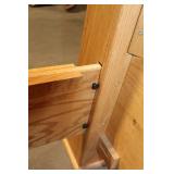Oak Twin Bed Frame with Decorative Metal Accent