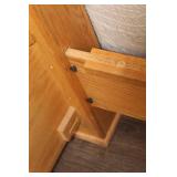 Oak Twin Bed Frame with Decorative Metal Accent