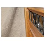 Oak Twin Bed Frame with Decorative Metal Accent