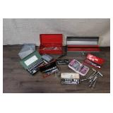 Collection of Vintage and Modern Socket Sets and Hand Tools with Metal Tool Boxes