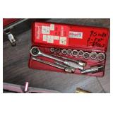 Collection of Vintage and Modern Socket Sets and Hand Tools with Metal Tool Boxes