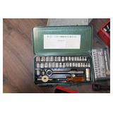 Collection of Vintage and Modern Socket Sets and Hand Tools with Metal Tool Boxes