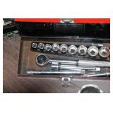 Collection of Vintage and Modern Socket Sets and Hand Tools with Metal Tool Boxes