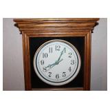 Wooden Wall Clock with Glass Front and Landscape Art Panel by Terry Redlin