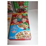 Collection of 7 Assorted Branded Cereal Boxes Including Holiday Editions