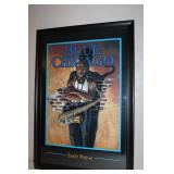Framed Blue Chicago Sweet Home Artwork Signed by John Doyle 25x37 in