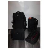 Set of 4 Assorted Black Luggage Bags and Suitcases