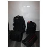 Set of 4 Assorted Black Luggage Bags and Suitcases