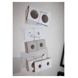 Coin Display Supplies Lot with 3 Display Cases, Cardboard Holders, and Plastic Flips