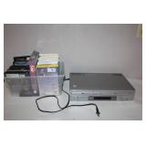 Sony DVD VHS Combo Player with Storage Bin of Movies and Games